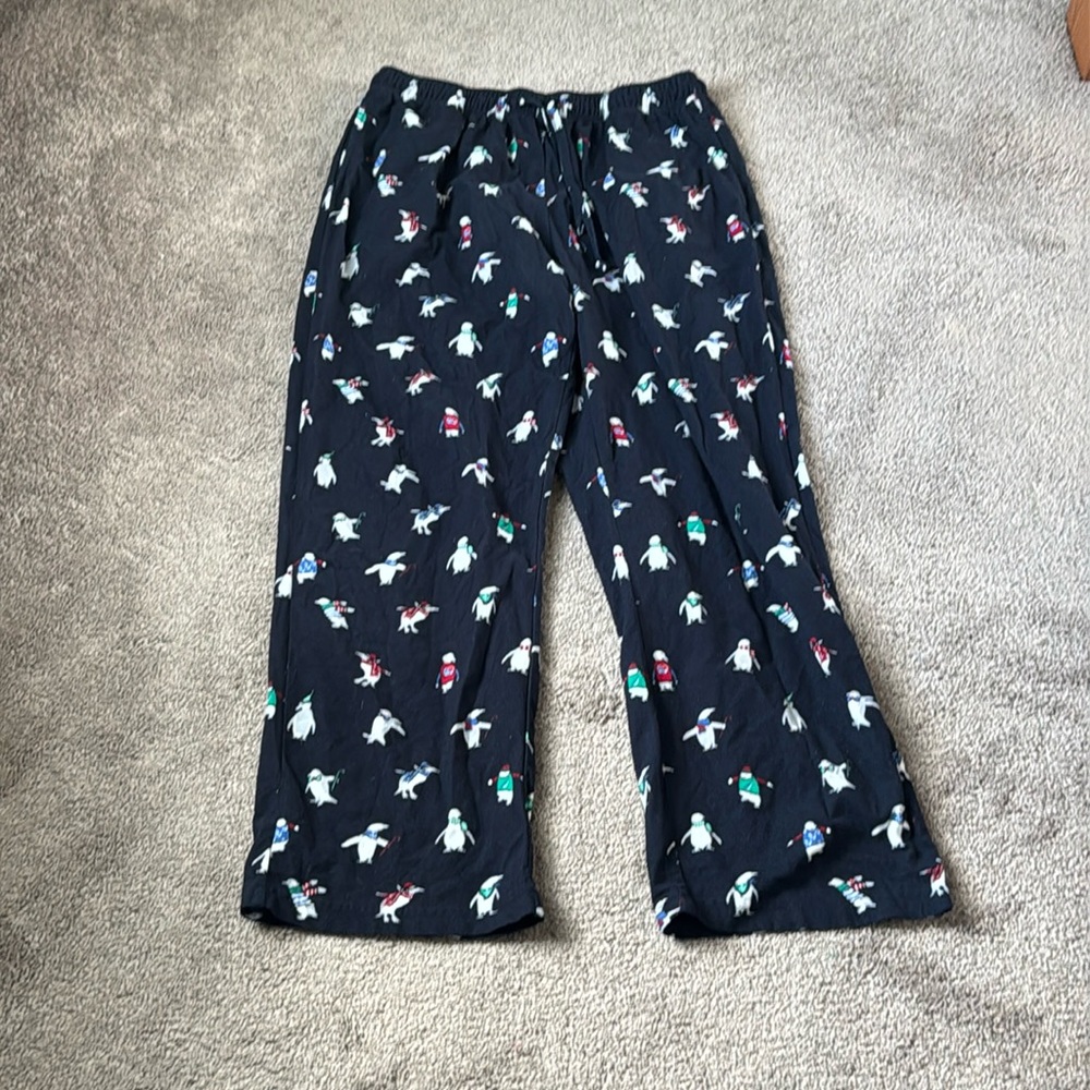 Nautica Penguin Pajama Pants SIZE M Navy Lounge Fleece Sleepwear